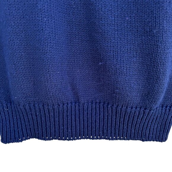 Tan F Jay Navy Blue Knit Sleeveless Button Shoulder Wool Blend Knit Sweater M - Picture 3 of 8